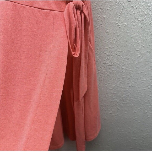 Fresh Produce XL Wrap Tie Dress Poppy Coral Sonia Stretchy Knit With Pockets - Picture 5 of 8
